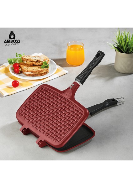 Vento Döküm Ocak Üstü Tost Makinesi – Kırmızı