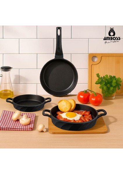 Vento 3 Parça Döküm 26 cm Tava 18-20 cm Sahan Seti