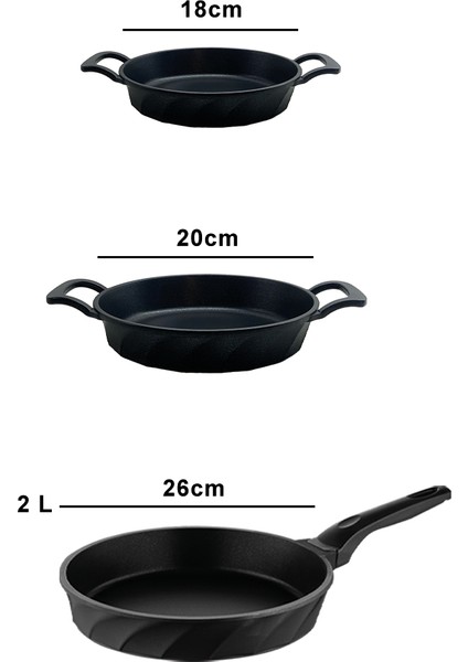Vento 3 Parça Döküm 26 cm Tava 18-20 cm Sahan Seti