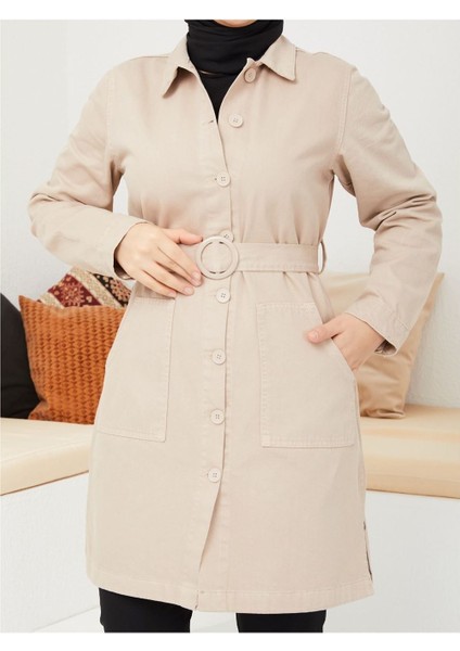 Kemerli Tokalı Ceket Badem fiyatları