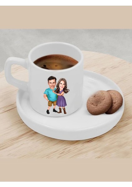 Kişiye Özel Türk Kahvesi Fincanı Karikatür Sevgili Fincanı 4