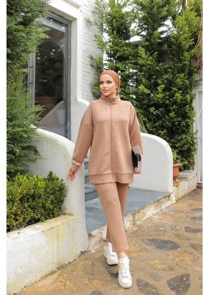 Boydan Fermuarlı Scuba Takım Camel modelleri