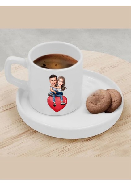 Kişiye Özel Türk Kahvesi Fincanı Karikatür Sevgili Fincanı
