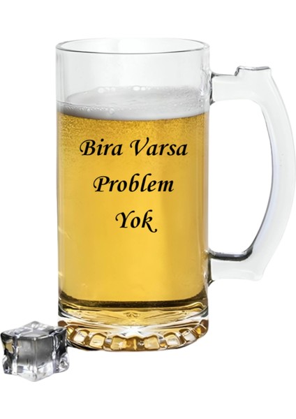 Güzel Söz Yazılı Bira Bardağı - Problem Yok Yazılı Bira Bardağı