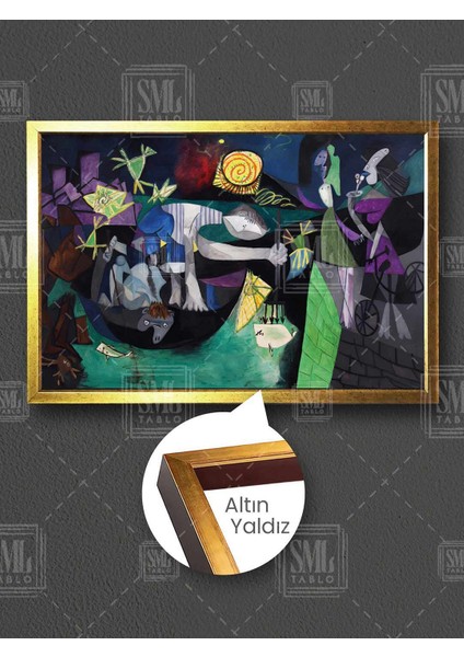 Gece Balık Avı Pablo Picasso Night Fishing At Antibes Sürrealist Ressam Çerçeveli Yatay Kanvas Tablo