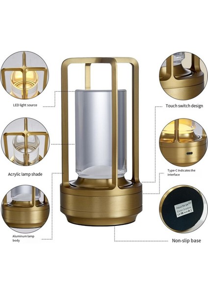 LED Masa Lambası Şarj Edilebilir Dokunmatik Gece Işık Yatak Odası Başucu Masa Lambası Restoran Dekoratif Lamba A (Yurt Dışından) fırsatları