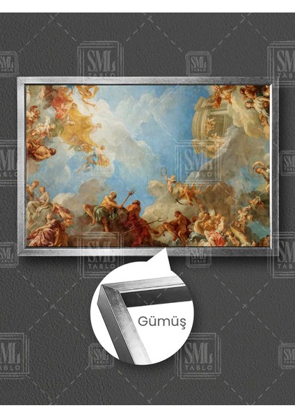 Herkül'ün Tanrılaştırılması Tavan Fresk Rönesans Antik Yunan Mitolojisi Çerçeveli Yatay Kanvas Tablo