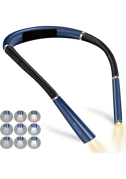 LED Boyun Okuma Işıkları, Şarj Edilebilir Kitap Okuma Işığı, Silikon Kollar Boyun Işıkları Çalışma-Mavi Için Okuma Lambası (Yurt Dışından)