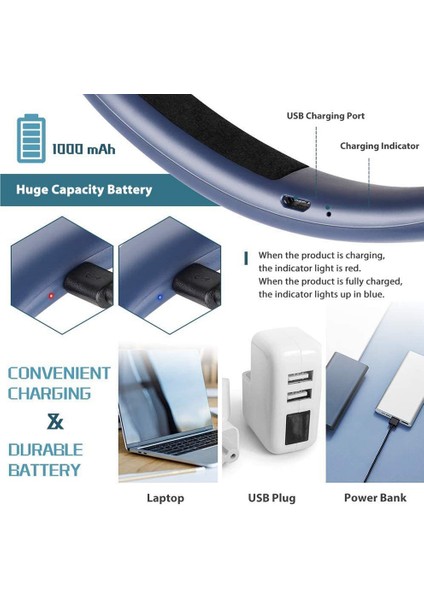 LED Boyun Okuma Işıkları, Şarj Edilebilir Kitap Okuma Işığı, Silikon Kollar Boyun Işıkları Çalışma-Mavi Için Okuma Lambası (Yurt Dışından) indirimleri