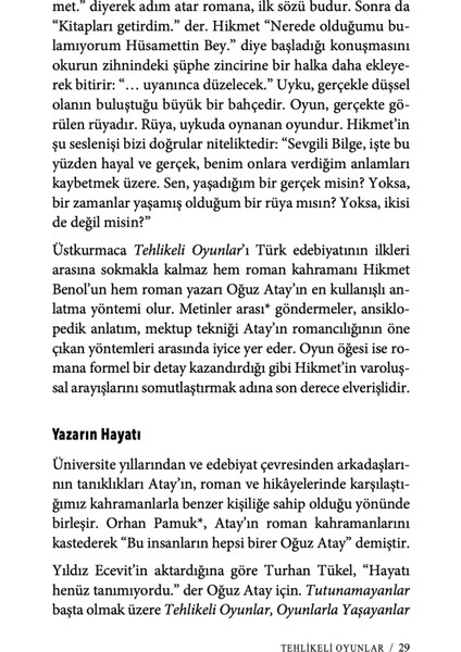 Oğuz Atay'ın Tehlikeli Oyunlar'ı - Hüseyin Ahmet Çelik