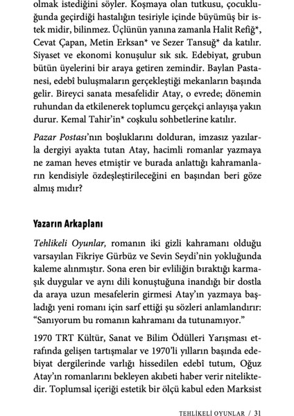 Oğuz Atay'ın Tehlikeli Oyunlar'ı - Hüseyin Ahmet Çelik