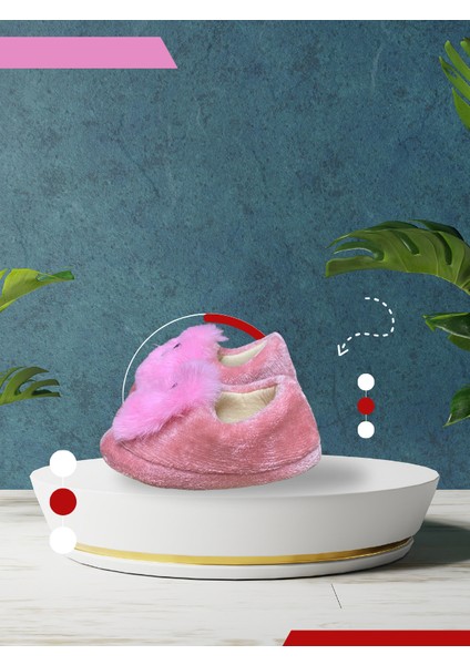Pudra Pembe Peluş Bebek Pandufu. Ev Terliği, Patik - Yumuşacık, Sıcak ve Konforlu Kız Bebek indirimleri