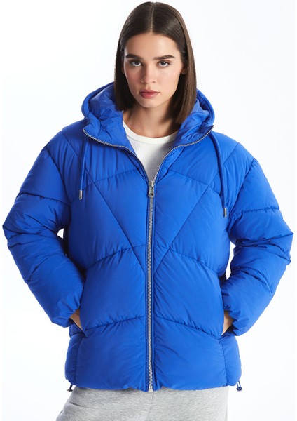 Yeni Sezon Kapüşonlu Düz Oversize Kadın Şişme Mont