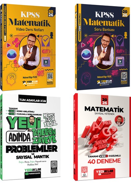 2026 KPSS Atölye Serisi Matematik Konu Soru Deneme Yedi Adımda Problemler Seti 4 Kitap