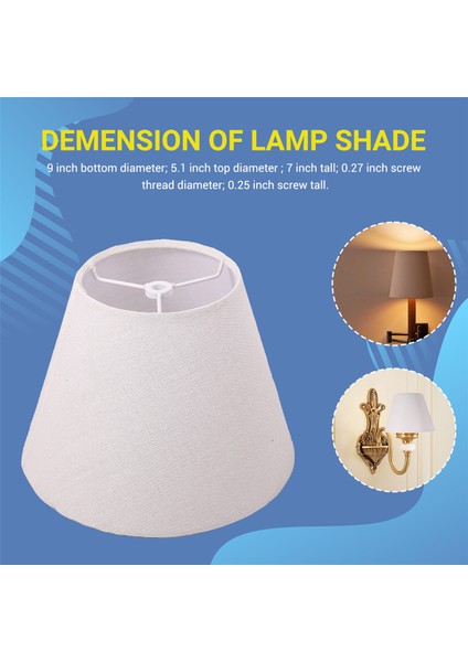 Lamba Gölge Keten Kumaş Beyaz Lamba Gölgesi Küçük 5 Inç Üst Çapı x 9 Inç Alt Çapı x 7 Inç Boyunda (Altın Iplikli Beyaz) (Yurt Dışından) fırsatları