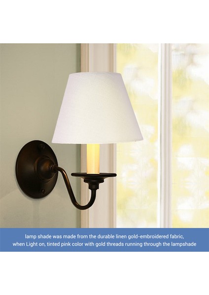 Lamba Gölge Keten Kumaş Beyaz Lamba Gölgesi Küçük 5 Inç Üst Çapı x 9 Inç Alt Çapı x 7 Inç Boyunda (Altın Iplikli Beyaz) (Yurt Dışından) indirimleri