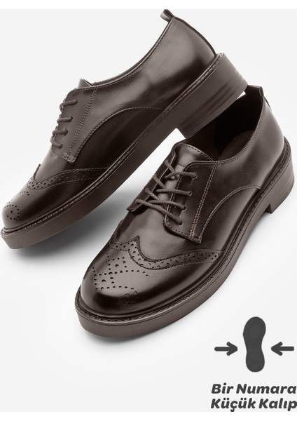 Kadın Bağcıklı Maskülen Çift Yüzlü Günlük Oxford Ayakkabı Sindo Kahve