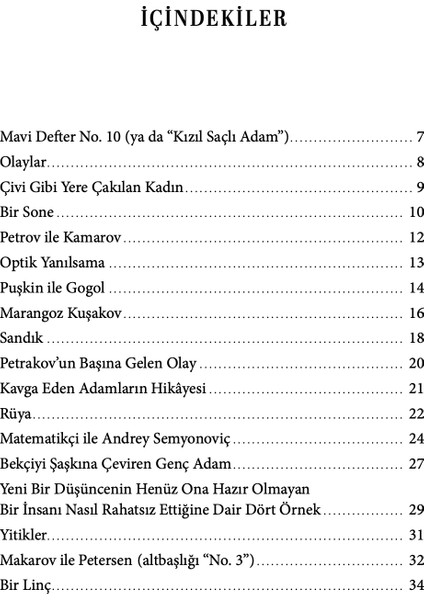 Ufak Tefek Olaylar - Daniil Harms modelleri