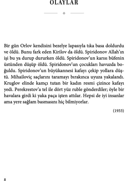 Ufak Tefek Olaylar - Daniil Harms