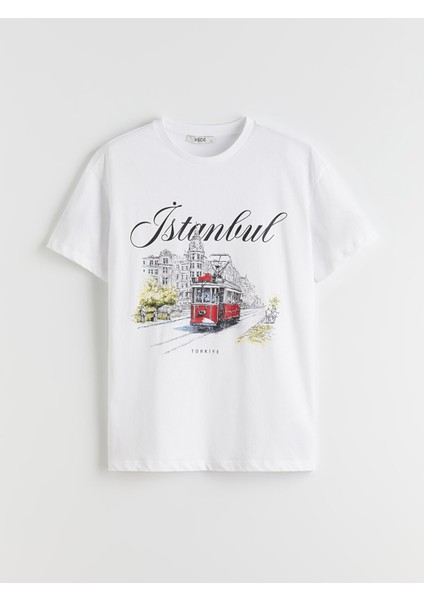 Yeni Sezon Bisiklet Yaka Istanbul Baskılı Kadın Tişört indirimleri