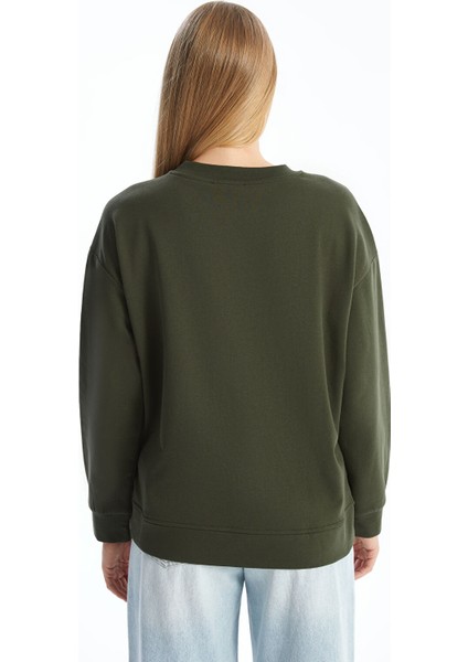 Yeni Sezon Bisiklet Yaka Baskılı Oversize Kadın Kalın Sweatshirt fırsatları