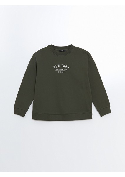 Yeni Sezon Bisiklet Yaka Baskılı Oversize Kadın Kalın Sweatshirt indirimleri