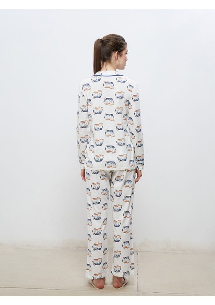 Yeni Sezon Gömlek Yaka Baskılı Kadın Pijama Takımı indirimleri