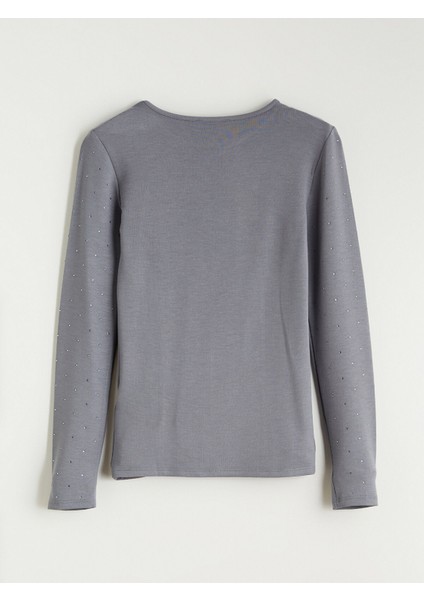 Yeni Sezon Bisiklet Yaka Taşlı Kadın Tişört fiyatları