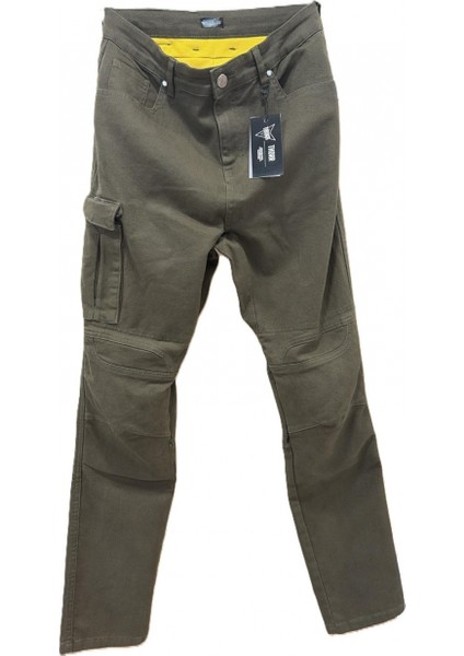 Forest Motosiklet Korumalı Kot Pantolonu Gabardin Haki Yeşi