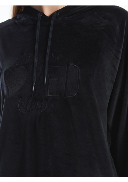 Yeni Sezon Kapüşonlu Kadife Kadın Pijama Üst modelleri