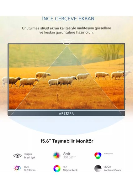 A1 Gamut 15.6" Full Hd 60Hz IPS Ultra Ince Taşınabilir Monitör fiyatları