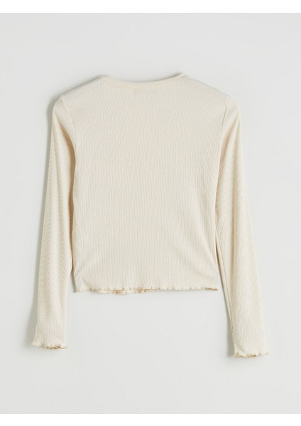 Yeni Sezon Bisiklet Yaka Fitilli Crop Kadın Hırka fiyatları