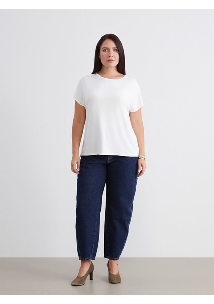 Yeni Sezon Büyük Beden Bisiklet Yaka Oversize Kadın Tişört fiyatları