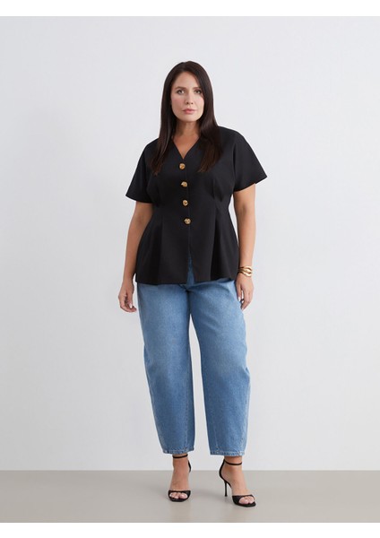 Yeni Sezon Büyük Beden Balloon Fit Kadın Jean Pantolon