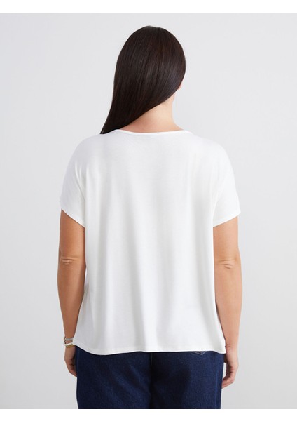 Yeni Sezon Büyük Beden Bisiklet Yaka Oversize Kadın Tişört fırsatları