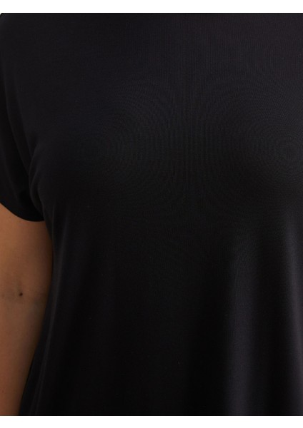 Yeni Sezon Büyük Beden Bisiklet Yaka Oversize Kadın Tişört modelleri