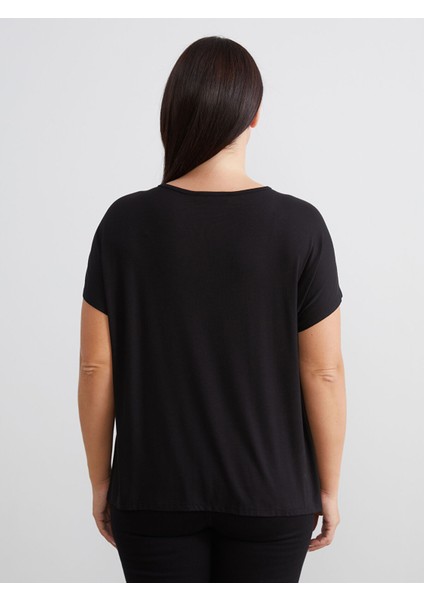 Yeni Sezon Büyük Beden Bisiklet Yaka Oversize Kadın Tişört fırsatları