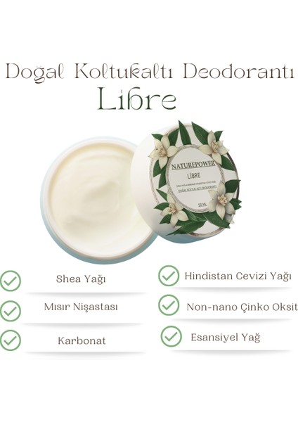 Doğal Deodorant Ter Kokusu Önleyici Koltuk Altı Libre Parfüm Esanslı 50 ml fiyatları
