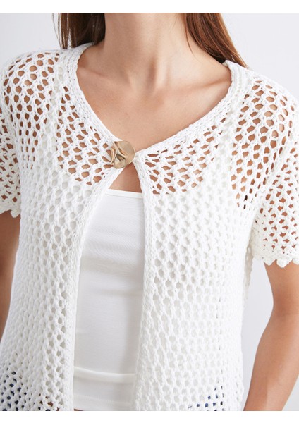 Yeni Sezon Bisiklet Yaka Ajurlu Kadın Triko Hırka modelleri