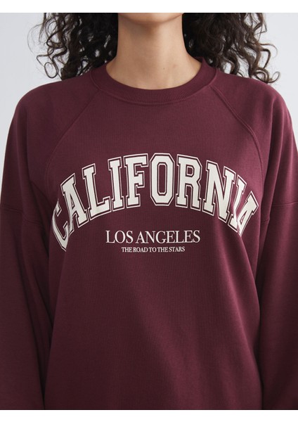 Yeni Sezon Bisiklet Yaka Paris Baskılı Oversize Kadın Sweatshirt Tunik modelleri