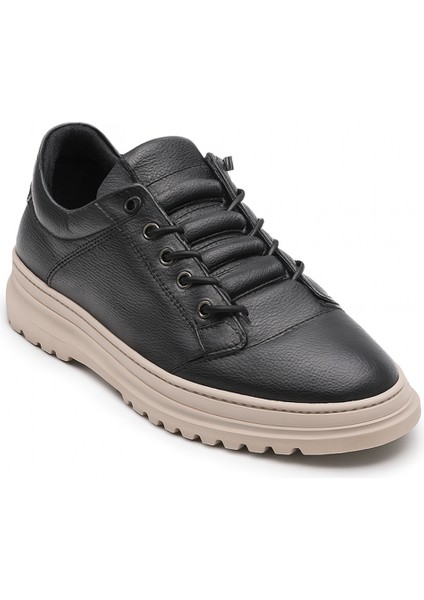 GR0397 Hakiki Deri Agresif Tarz Akıllı Bağcık Kemik Renk Şerit Taban Siyah Sneaker Ayakkabı fırsatları