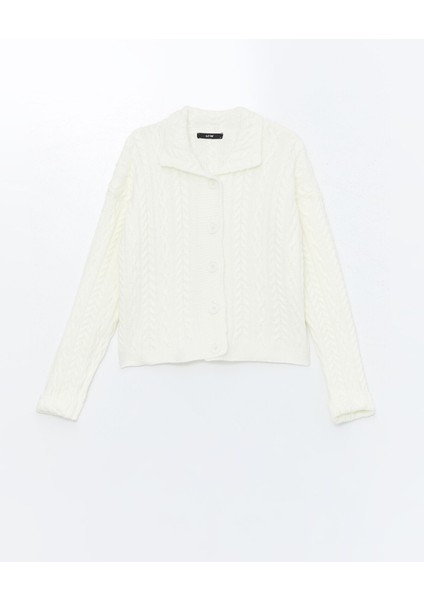 Yeni Sezon Polo Yaka Kendinden Desenli Kadın Triko Hırka indirimleri