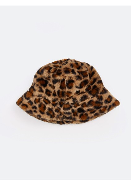 Yeni Sezon Leopar Desenli Kürklü Kadın Bucket Şapka fiyatları