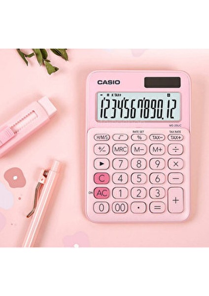 Masa Üstü Hesap Makinesi 10 Haneli Açık Pembe MS-7UC Ekran Tipi LCD modelleri
