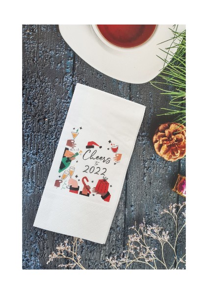 Cheers To 2022 Yılbaşı Masası Sunum Peçetesi