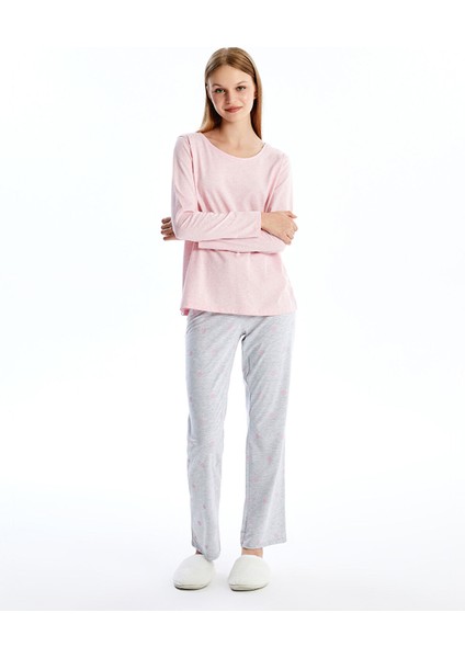 Yeni Sezon Bisiklet Yaka Düz Uzun Kollu Kadın Pijama Takımı fiyatları