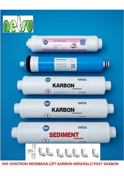 -Premium, Nsf+Vontron-İhlas aura cebilon-Silver-Platinum-Plus ve Tüm Kapalı Kasa su arıtma filtresi,5 li Filtre seti