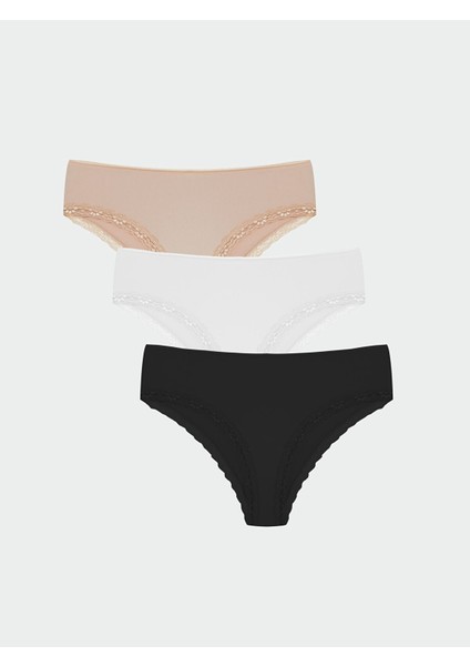 Yeni Sezon Dantel Detaylı Brazilian Külot 3'lü
