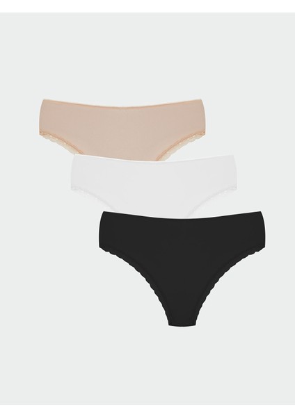 Yeni Sezon Dantel Detaylı Brazilian Külot 3'lü modelleri