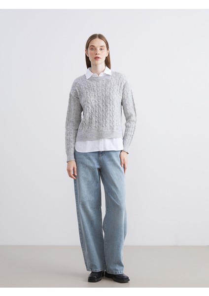 Yeni Sezon Gömlek Yaka Kendinden Desenli Kadın Triko Kazak fiyatları